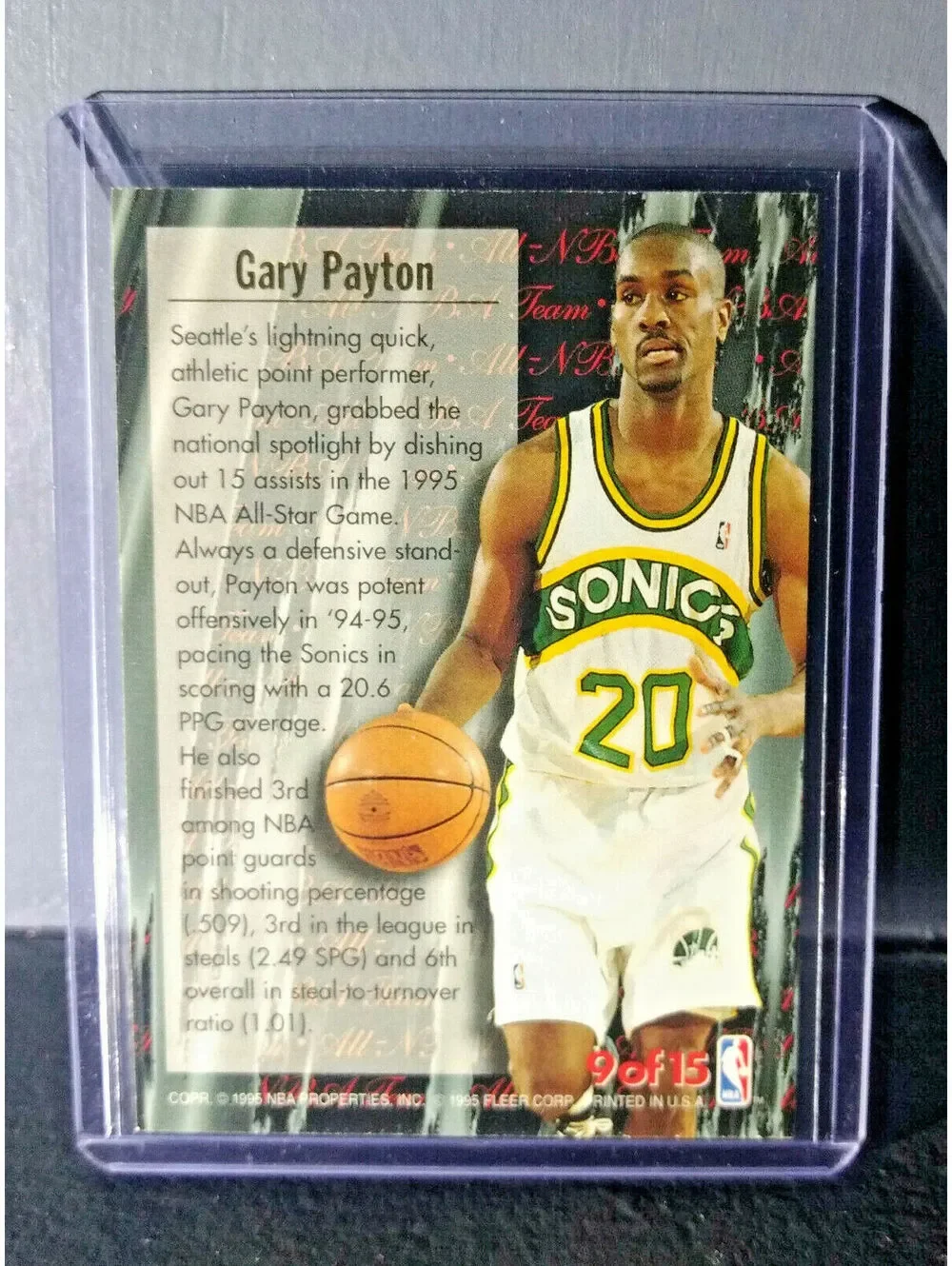 1995-96 Gary Payton Fleer Ultra All-NBA Team #9 Basketball Card